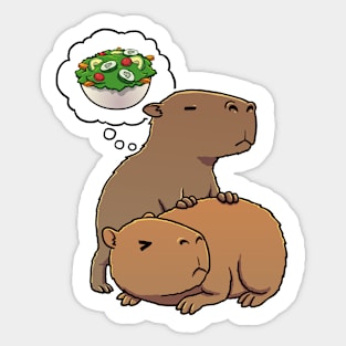 Capybara thinking about Salad Sticker